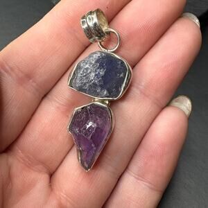Sterling Silver Tanzanite and Amethyst Pendant Tanzanite Pendant Amethyst